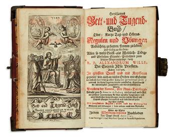 (CATHOLIC LITURGY.)  Wille, Alexander, S. J. Heylsames Bett- und Tugend-Buch. 1745. In contemporary red morocco with silver fittings.